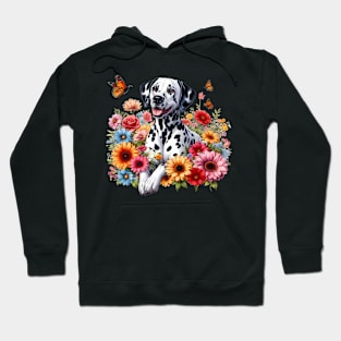 A dalmatian with beautiful colorful flowers Hoodie